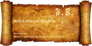 Wohlstein Beáta névjegykártya